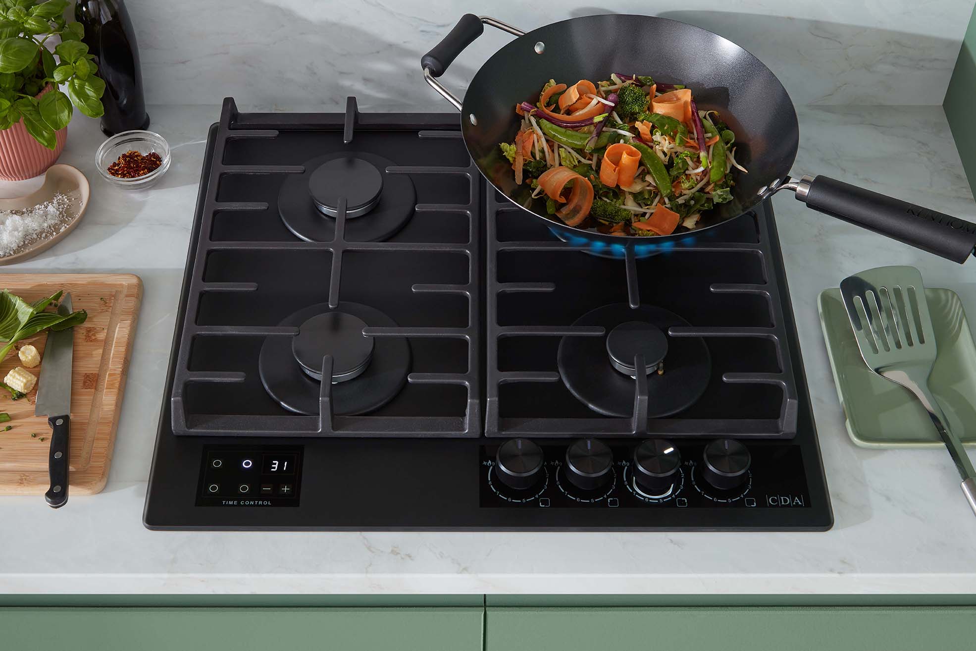 CDA HVG631MB 60cm Gas on Glass Hob