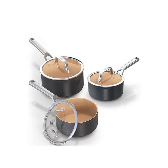 NINJA CW93000UK Ceramic Coated 3-Piece Saucepan Set - Apricot & Grey