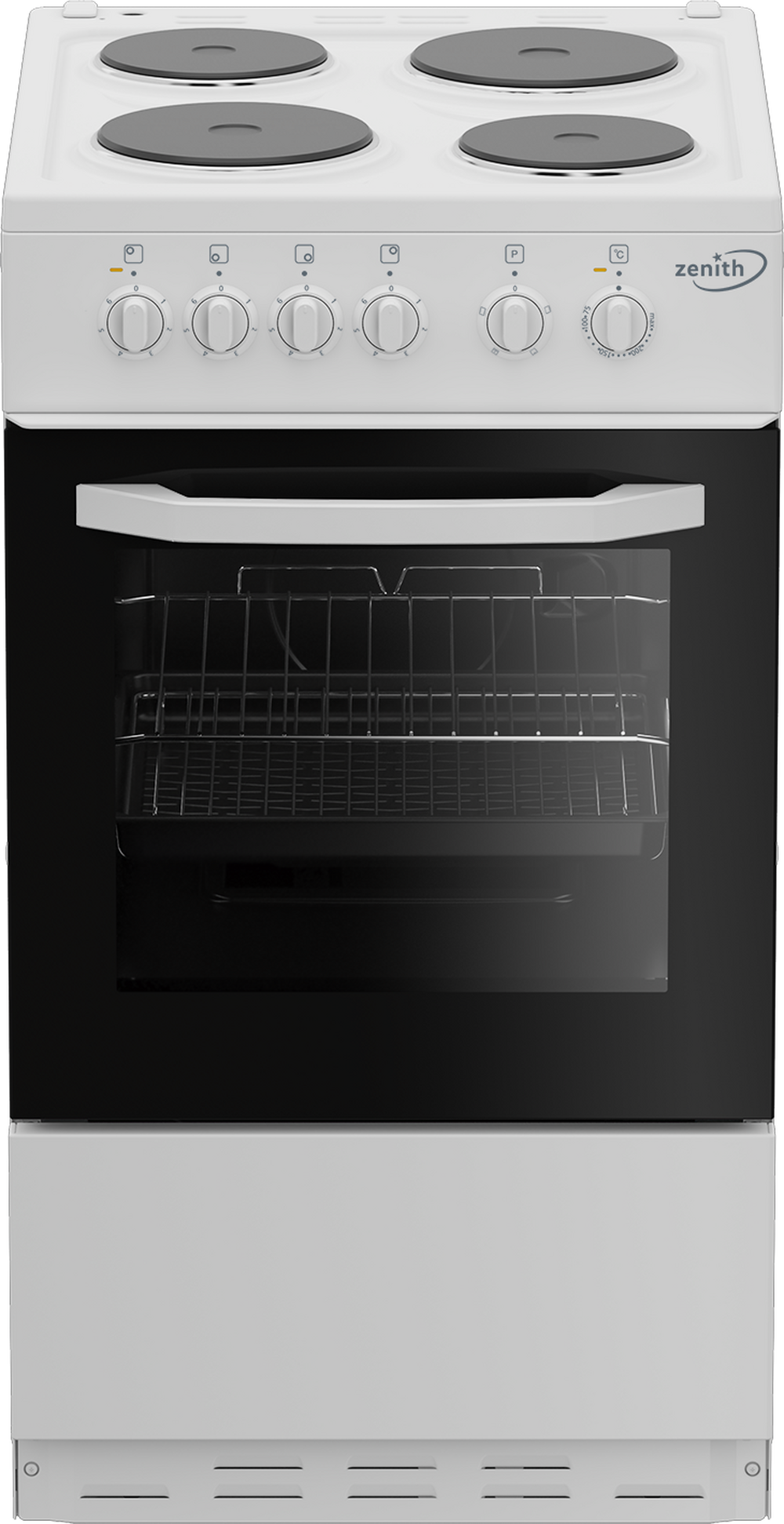 Zenith ZE503W 50cm Electric Single Oven with solid plate hob in White Zenith ZE503W 50cm Electric Single Oven with solid plate hob in White