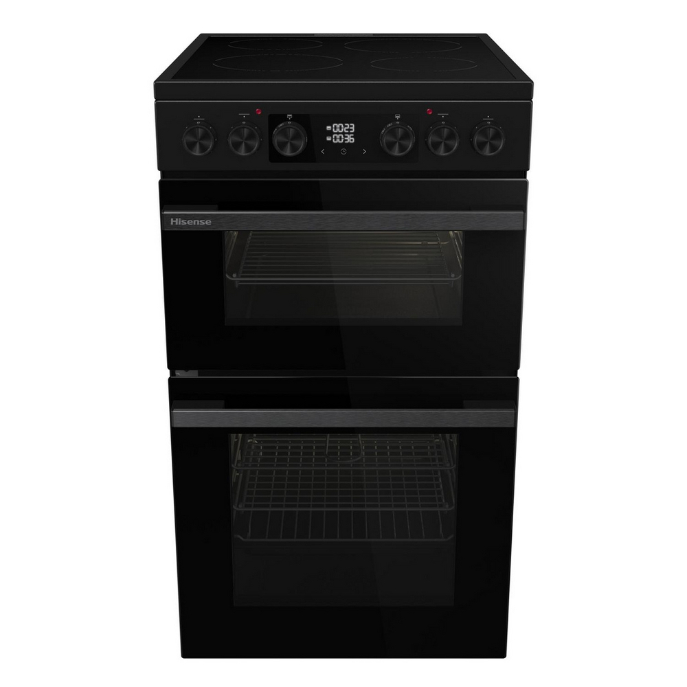 Hisense HDCEC5C10B 50cm Double Oven Electric Cooker with Ceramic Hob - Black Hisense HDCEC5C10B 50cm Double Oven Electric Cooker with Ceramic Hob - Black