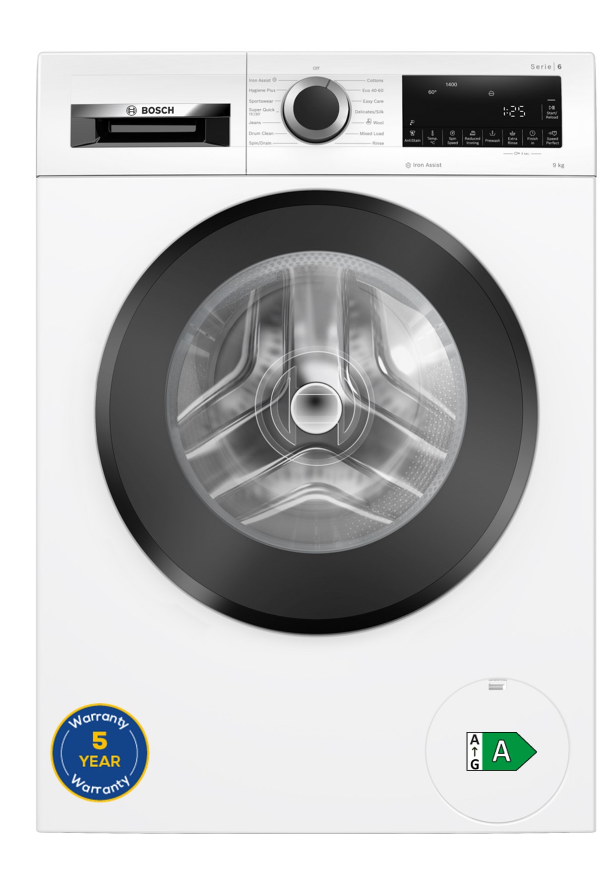 Bosch WGG24400GB 9kg 1400 Spin Washing Machine – White | 5 Year Warranty