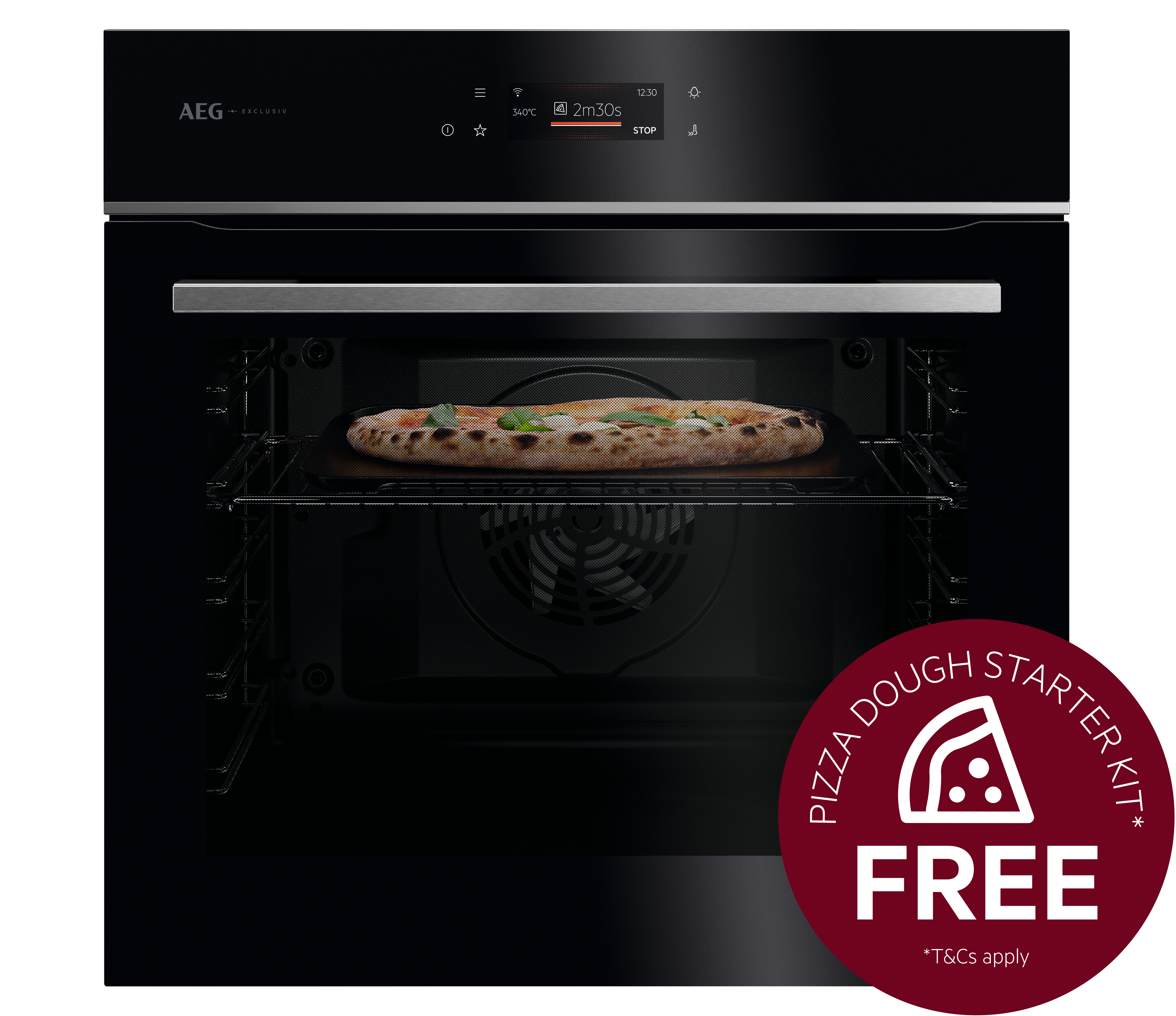 AEG GX7PB63FSB 7000 PizzaExpert Exclusiv Built-In Oven, Pyrolytic Self-Cleaning, Wi-Fi Enabled, Black