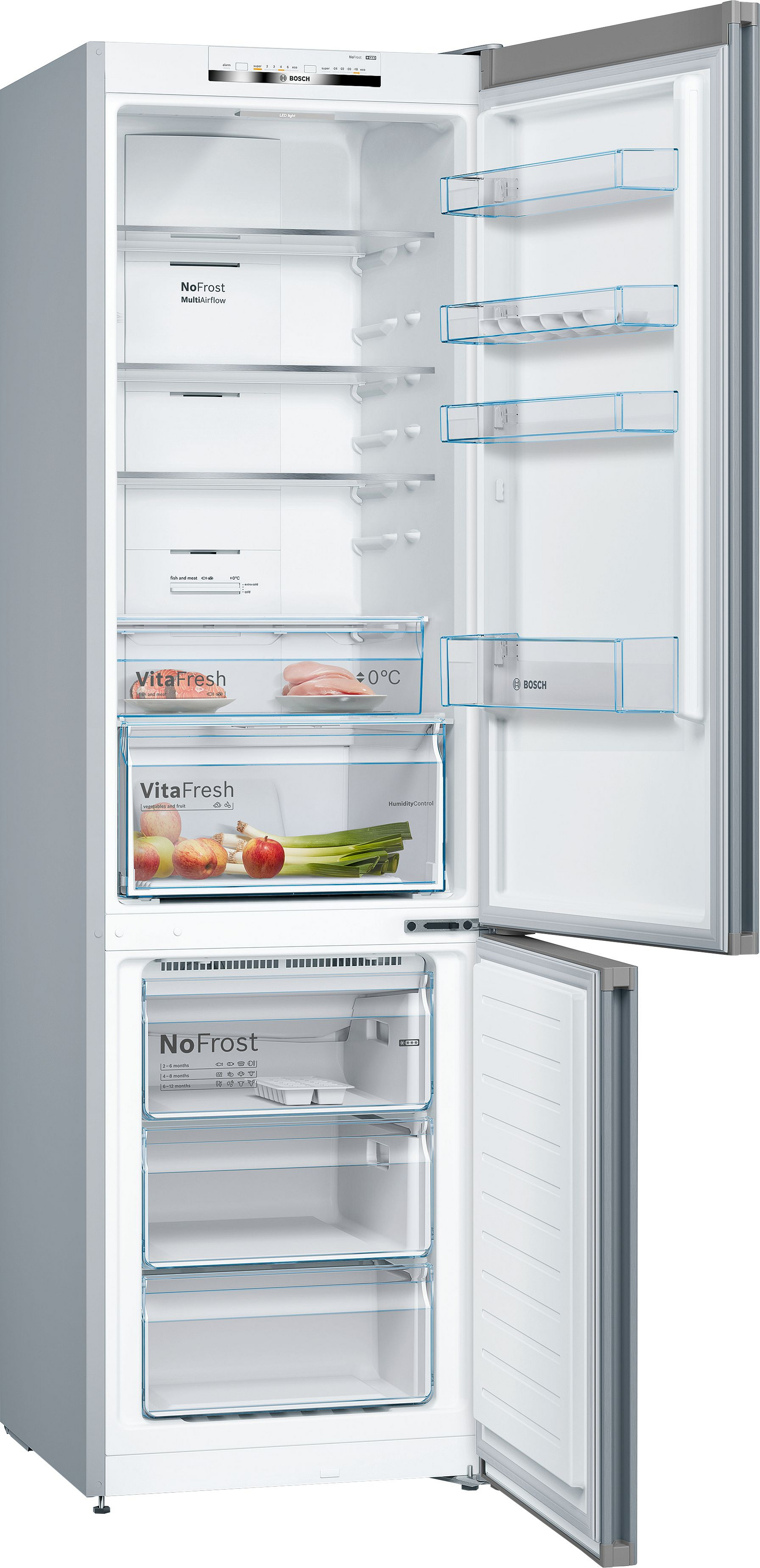 Bosch KGN392LEBG 60cm 70/30 Total No Frost Fridge Freezer – Stainless Steel Look Bosch KGN392LEBG 60cm 70/30 Total No Frost Fridge Freezer – Stainless Steel Look