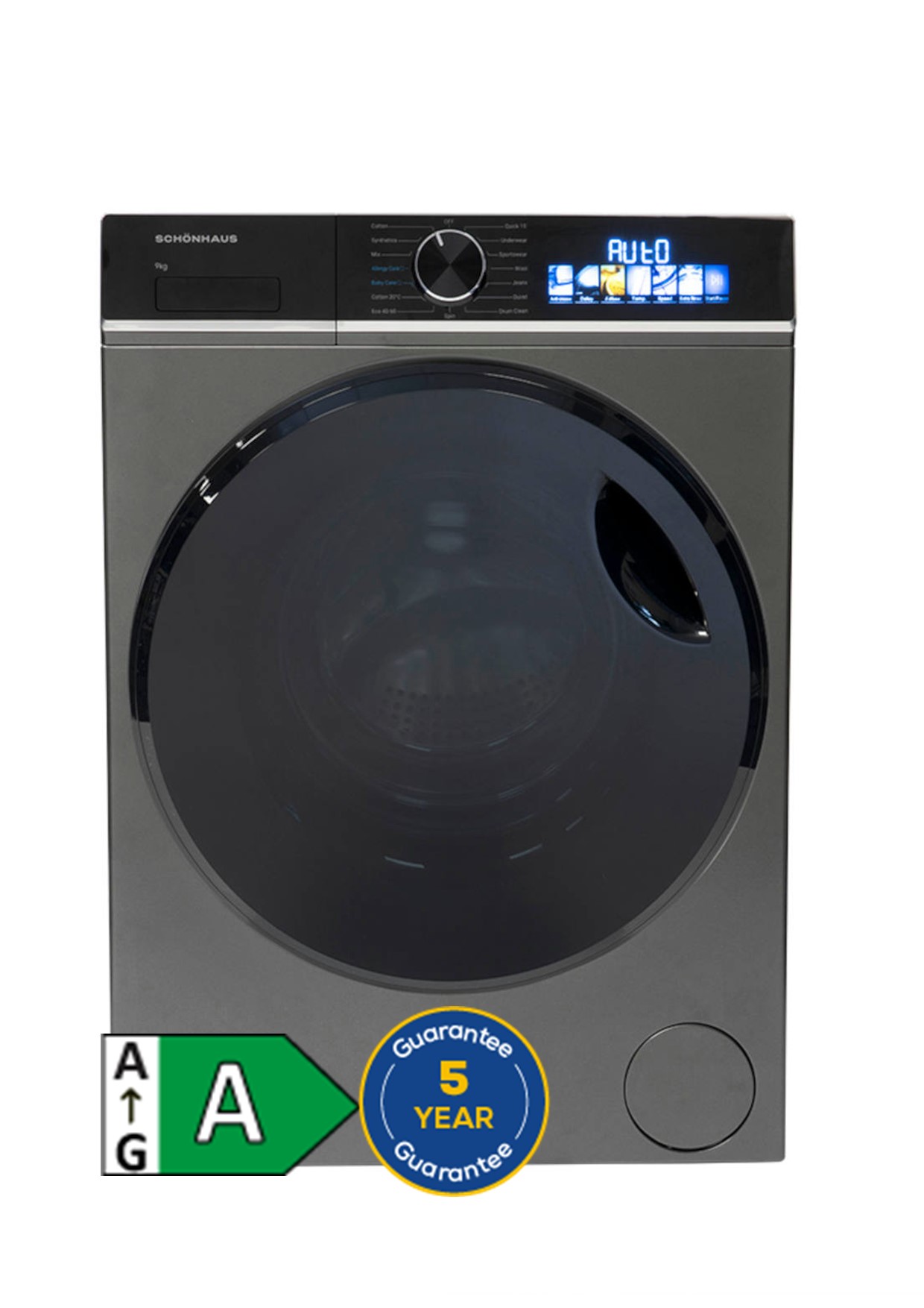 Schonhaus WMSF01914AG 9kg 1400 Spin Washing Machine - Graphite