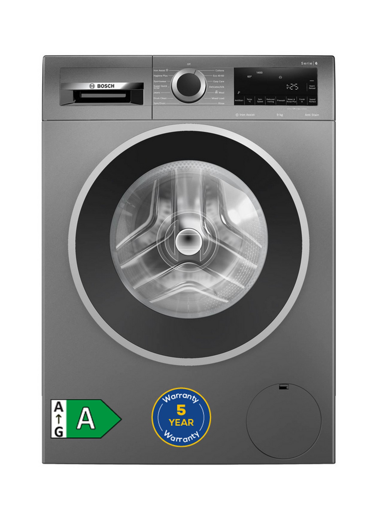 Bosch WGG244ZCGB 9kg 1400 Spin Washing Machine - Graphite Bosch WGG244ZCGB 9kg 1400 Spin Washing Machine - Graphite