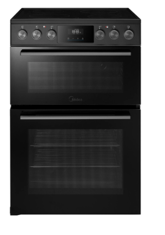 MIDEA MFO24EME4R118-BK Freestanding 60cm Black Cooker - Double Oven with Ceramic Hob