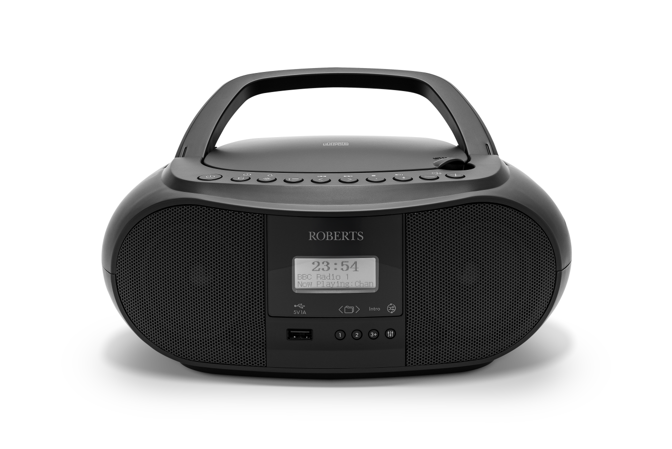 Roberts ZOOMBOX4BK Dab/fm Portable Boombox With 60 Presets,