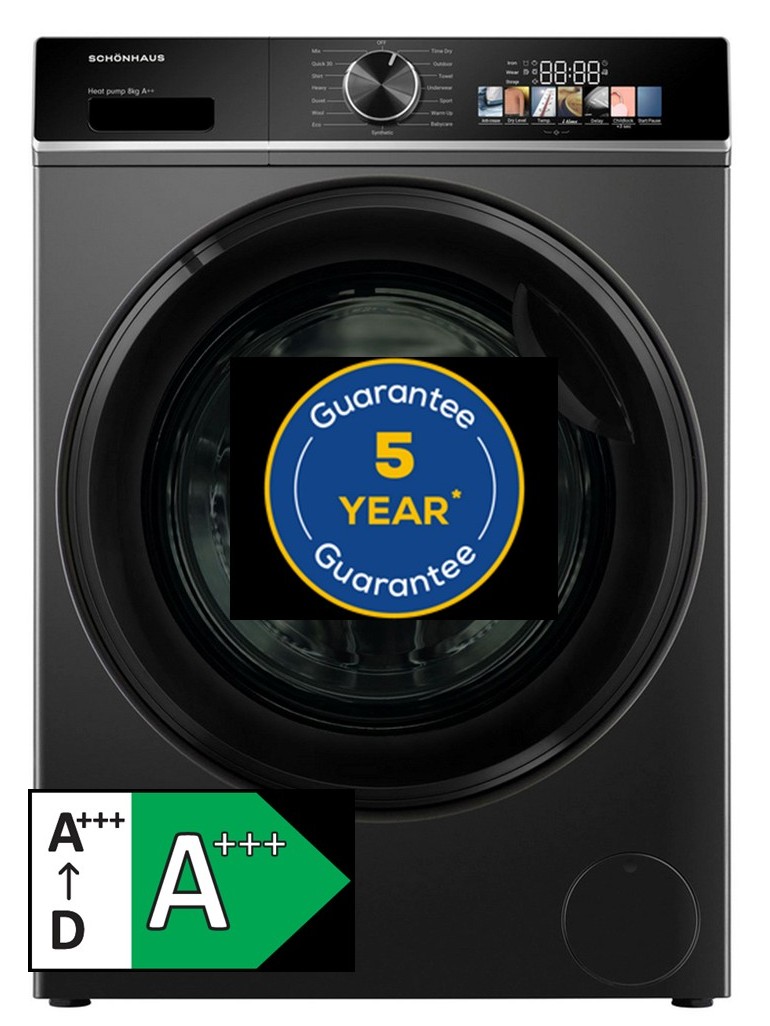 Schonhaus TDSHF018A3G 8kg Heat Pump Tumble Dryer - Graphite
