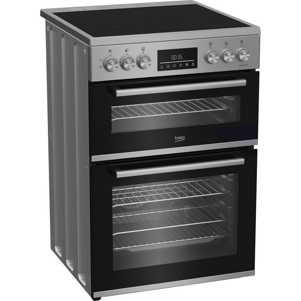 Beko EDC6731S 60cm Double Oven Electric Cooker with Vitroceramic Hob – Silver Beko EDC6731S 60cm Double Oven Electric Cooker with Vitroceramic Hob – Silver