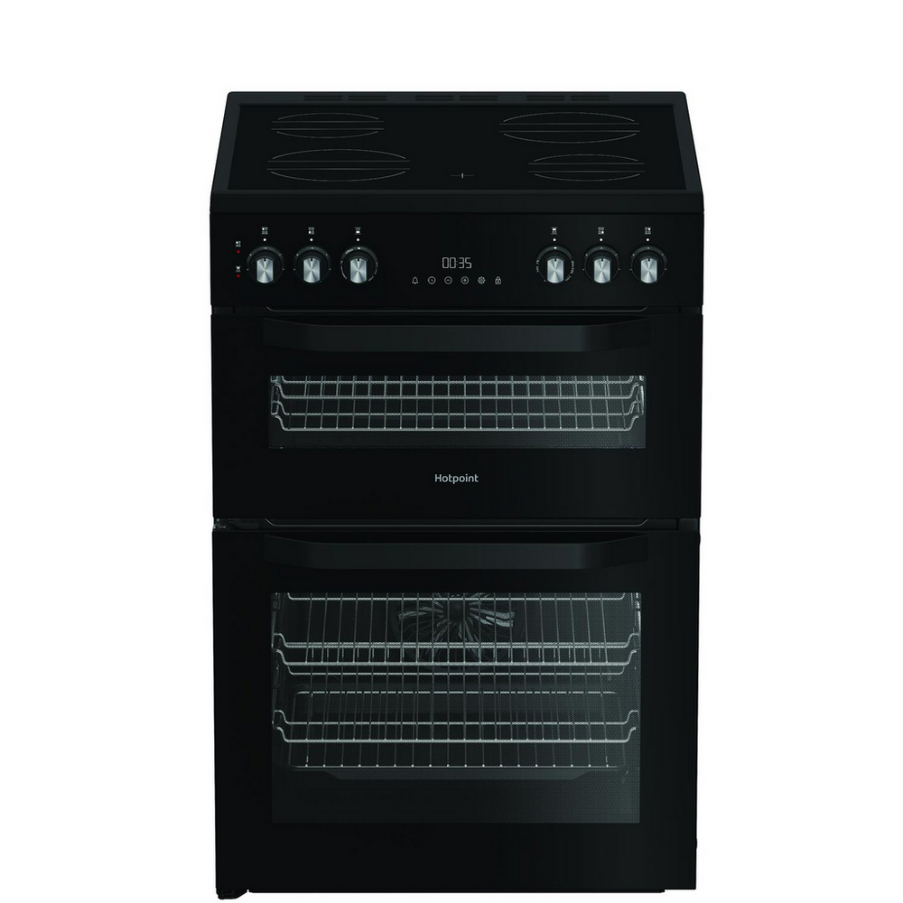 Hotpoint HDE6VDC2B1 60cm Double Oven Electric Cooker with Ceramic Hob - Black Hotpoint HDE6VDC2B1 60cm Double Oven Electric Cooker with Ceramic Hob - Black