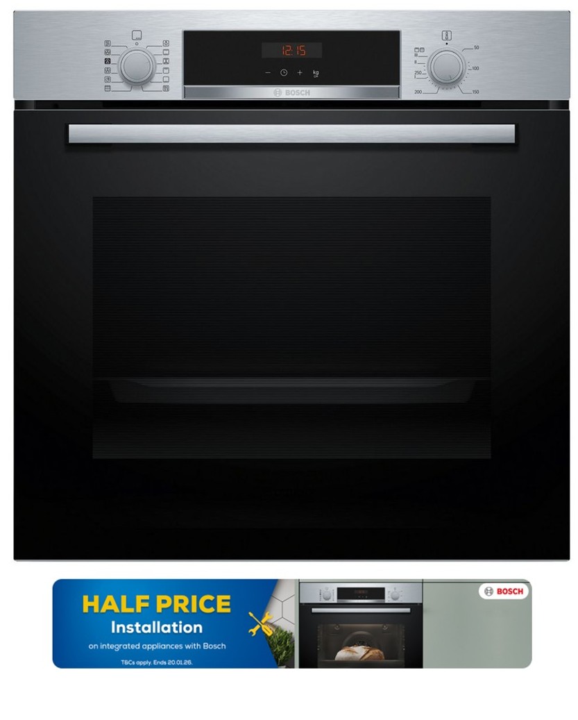 Bosch HQA534BS3B 59.4cm Built In Electric Single Oven - Stainless Steel Bosch HQA534BS3B 59.4cm Built In Electric Single Oven - Stainless Steel