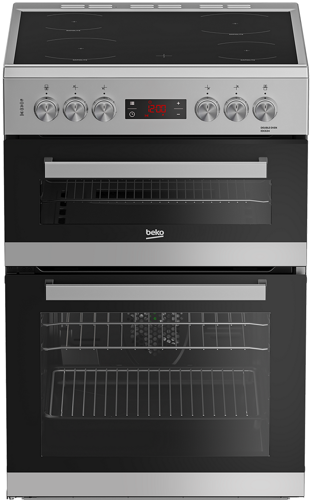 Beko EDC634S 60cm Double Oven Electric Cooker with Ceramic Hob - Silver Beko EDC634S 60cm Double Oven Electric Cooker with Ceramic Hob - Silver