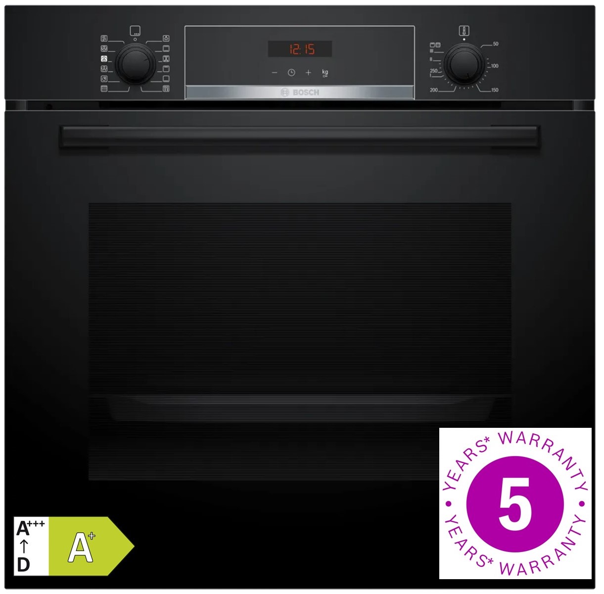 Bosch HQA574BB3B Series 4 Built-in oven with added steam function 60 x 60 cm Black
