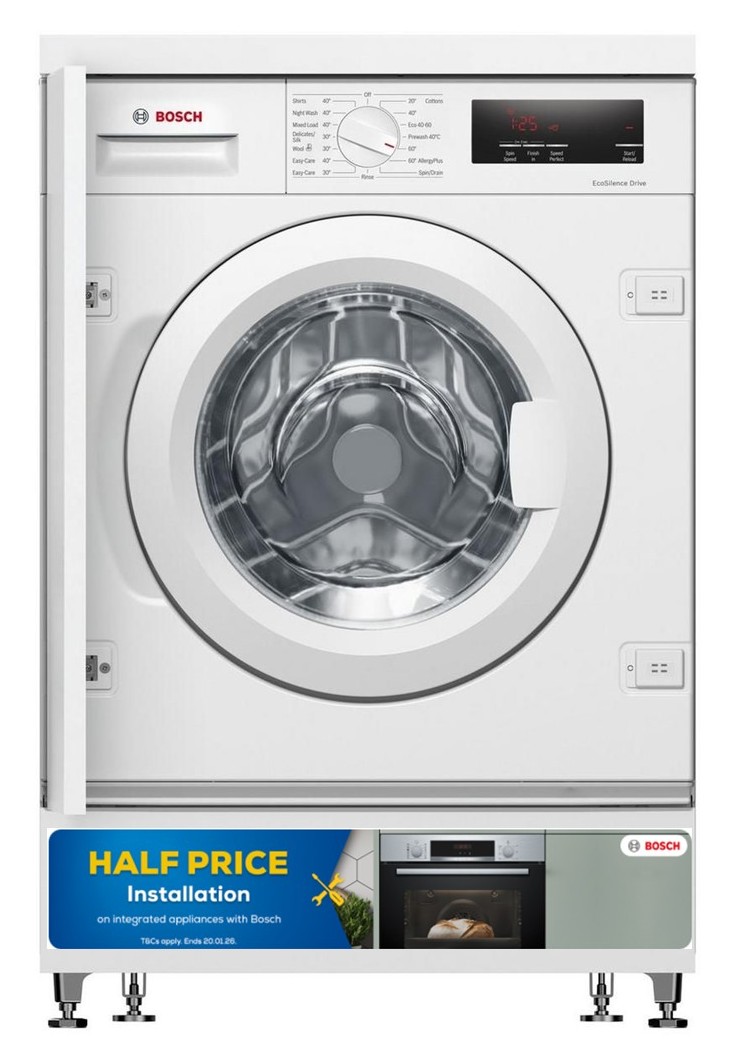Bosch WIW28302GB 8kg 1400 Spin Integrated Washing Machine - White Bosch WIW28302GB 8kg 1400 Spin Integrated Washing Machine - White
