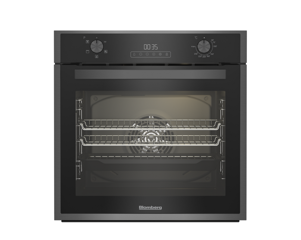 Blomberg ROEN9202DX 59.4cm Built In Single AeroChef Oven - Dark Steel Blomberg ROEN9202DX 59.4cm Built In Single AeroChef Oven - Dark Steel