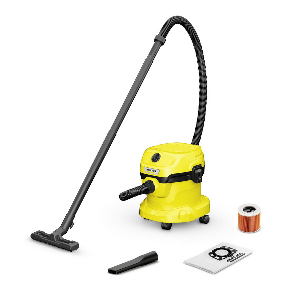 Karcher WD2PLUS Wet & Dry Vacuum Cleaner – Yellow | Powerful, Compact & Versatile Cleaning Solution